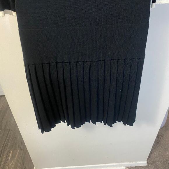 Shoshanna Lisette Long Sleeve Pleated Sweater Dress Black Wool Blend Sz S - Picture 7 of 10